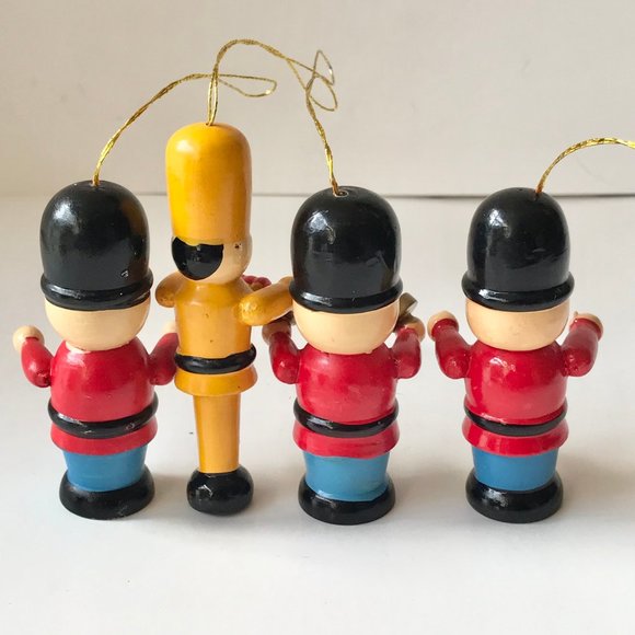 Vintage Wood Toy Soldiers Christmas Ornaments Hand Painted Drummer Nutcracker - Picture 7 of 10
